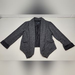 Daytrip Black Leopard Print Blazer Jacket Women's Size Small Adorned with Bows